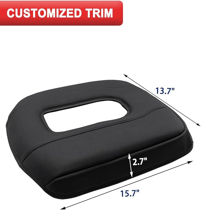 Center Console Armrest Cover for GMC Sierra & Chevy Silverado 2019-2026, 40/20/40 Jump Seat, Middle Console Lid Protector, Midlle-cut, Vinyl Leather Accessories, Anti-scratch, Black
