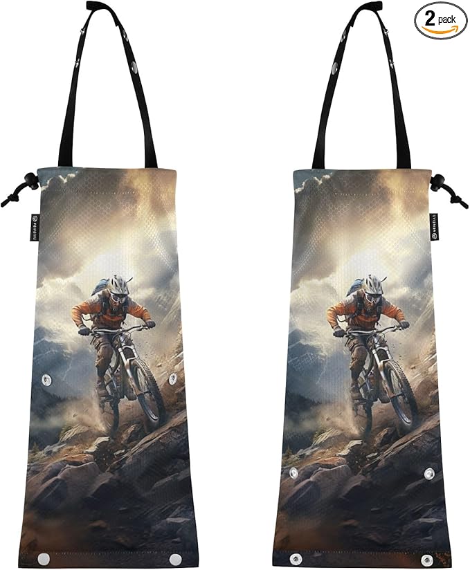 ALAZA Hanging Car Trash Bags Garbage Bag Trash Can for Back Seat Small Mountain Cycling Washable Storage Bag Retractable 2 Pack