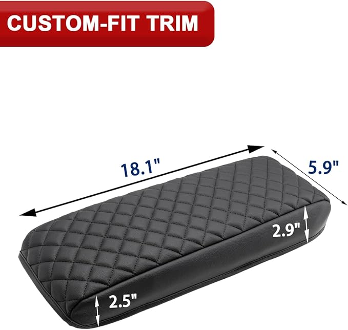 KBH Center Console Armrest Cover for Chevy Equinox, GMC Terrain 2010 2011 2012 2013 2014 2015 2016 2017, Middle Console Lid Protector, Arm Rest Cushion Pad, Vinyl Leather, Black