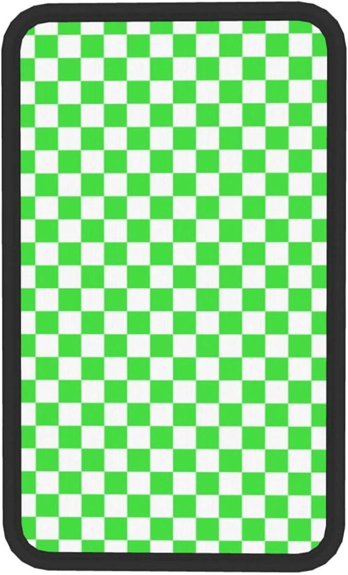 Green White Checkered Chessboard Flag Car Armrest Pad Cute Cars Center Console Cover Auto Handrail Box Cushion Armrests Cover