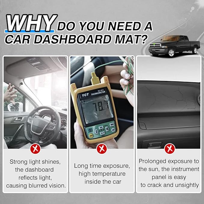 CARTIST Compatible with Dash Cover Dodge Ram 1500 2500 3500 Truck 1994 1995 1996 1997 Dashboard Cover Mat Non-Slip Pad Carpet Sunshield Glare UV Rays Protector