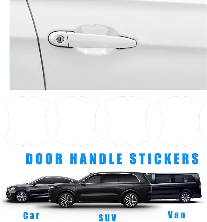 Ziciner 4 PCS Car Door Handle Sticker, Carbon Fiber Texture Auto Door Handle Protective Films, Anti-Scratches Door Side Handle Paint Guard, Universal Vehicle Accessories for Most Cars