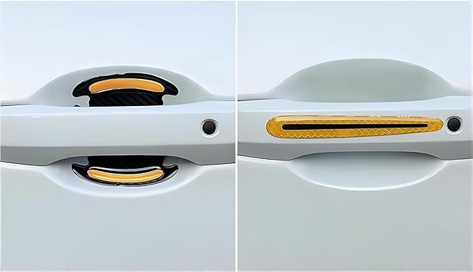 Car Door Protector-Door Handle Shielding Film, Door Dampening Pads, and Door Corner Guards for All Car Models - Noise Reduction & Anti-Scratch Solution (Orange)
