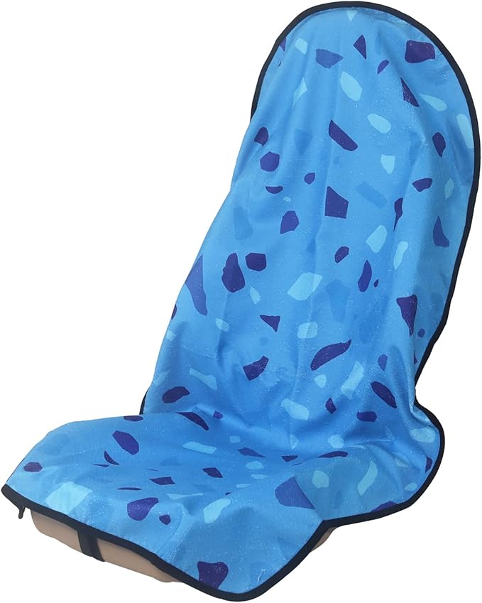 Sweat Towel Car Seat Cover Protector Front Seats for Gym Workout,Running,Swimming,Beach and Hiking,Waterproof Universal Seat Cover for Car,Trucks,Van&SUV(Blue Geometric Flake,1pcs Front Seat)