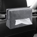 Car Tissue Holder, Rectangular Tissues Box Cover, Back Seat Tissue Dispenser for Tissues, Car Napkin Holder with Elastic Band, Fits for Storage & Organizer (Grey)