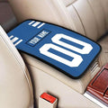 Custom Car Armrest Cover,Add Personalized Name and Number As Gifts for Loyal Football Fans,American Football Auto Center Console Pad Car handrail Box Cushion,Fit for Most Car Seat Box Cover Protector