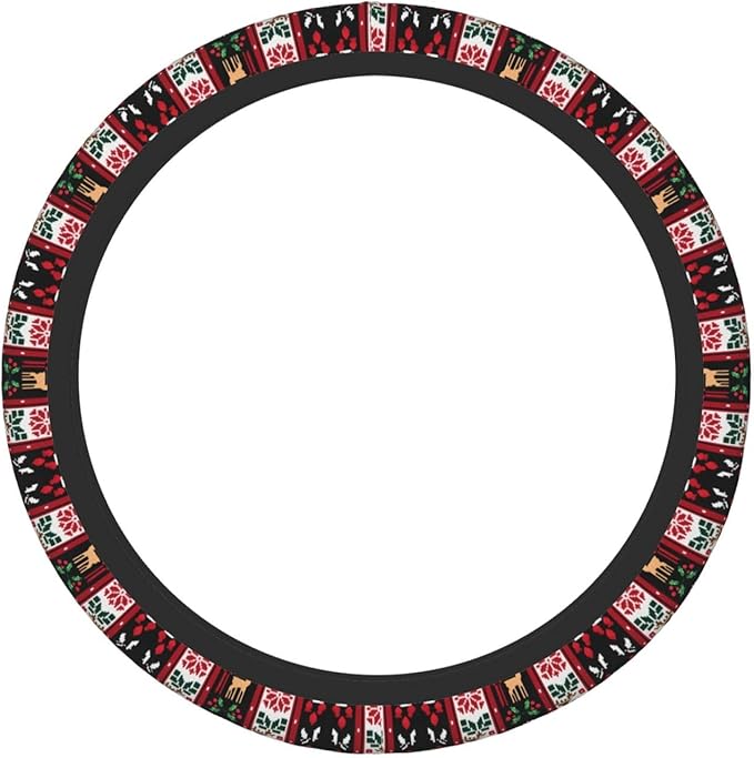 Neoprene Steering Wheel Cover Moose Holiday Pattern Car Steering Wheel Cover Universal Fit for Most Cars