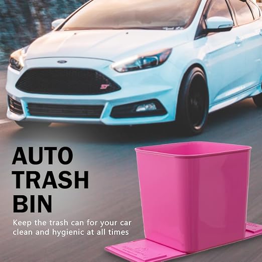 HAUSSIMPLE Car Trash Can 1.4 Gallon with Stability Flap & Magic Strips — No-Tip Leakproof Car Garbage Bin for Car Floor, Mats, Front or Back Seat, SUV, Truck, Van, Vehicle Interior Organizer (Pink)