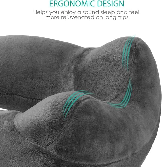 urophylla Inflatable Travel Pillow, Soft Velvet Inflatable Neck Pillow for Traveling, Airplanes, Train, Car, Office with Compact Bag, Breathable Washable Cover, Suit for Adults Sleeping - Grey