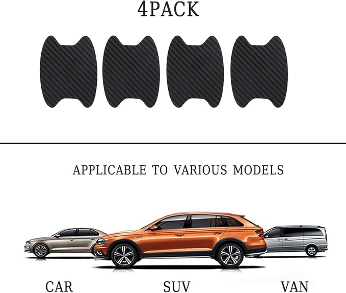 XINLIYA 4PCS Car Door Handle Protector Sticker, Universal Carbon Fiber Anti-Scratches Auto Door Handle Protective Film, Side Paint Cover Guard Stickers Fit for Most Cars (Black)
