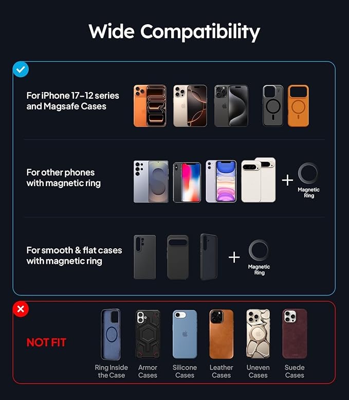 Wigoo Tesla Model Y/3 Phone Mount【Strongest Magnet, No Glue, No Blocking View】 Clamp-Style Silicone Phone Holder Holder Fit for All Phone, Tesla Model Y (Juniper) Accessories Model 3 Accessories