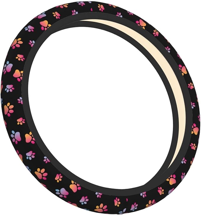 Paw Print Steering Wheel Cover Neoprene Universal 15 Inches Car Steering Wheel Protector for Women Men