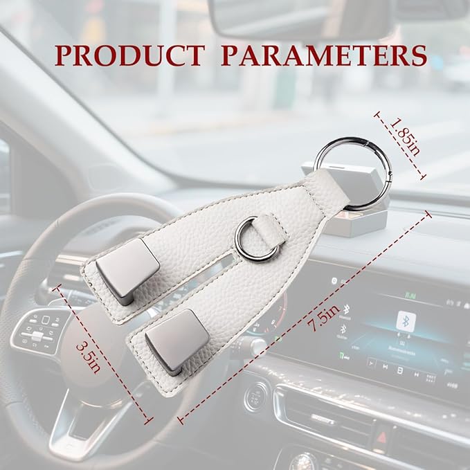 Car Seat Headrest Hook, Leather Metal Dual Hook Vehicle Seat Back Storage Hanger Holder for Purses Coats Handbags, Automotive Backseat Organizer, Universal for Sedan Truck SUV (Grey)