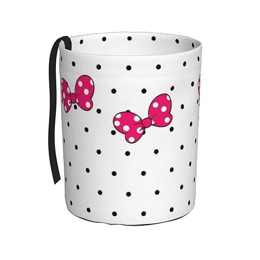 Cute White Dots Pink Bow Car Trash Can Garbage Cans Foldable,Small Hanging Car Organizer Storage Bag Leak Proof, Auto Back Seat Trash Bin Universal for Truck, SUV, Outdoor Travel