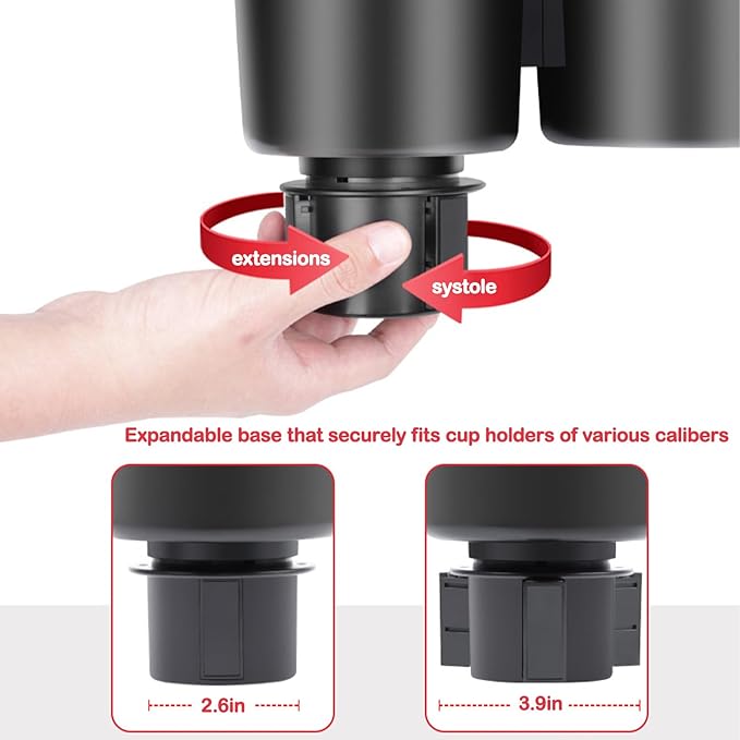 Water Cups Holder Expanders 2 in 1 Cup Holders Drinks Storage Expander Case for Cars Trucks Autos Universal Car Cup Holder for,Insert with Expandable Base, Fits Yeti, Hydroflask, Large Water Bottles