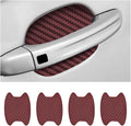 4PCS Car Handle Cup Stickers, Carbon Fiber Scratch Auto Door Protective Film, Non-Marking Bowl Protector, Universal Paint Cover Guard for Most Cars, SUV (Wine Red/4PCS)