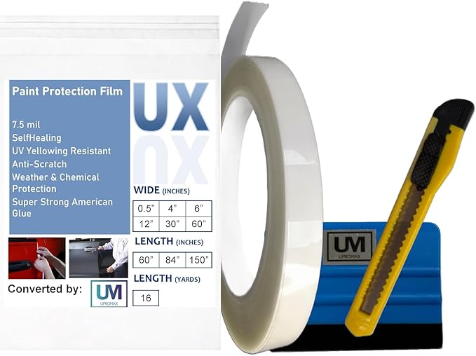 Clear Self-Healing TPU PPF - 7.5mil Anti-Scratch, 0.5" x 150", UV Yellowing Resistant Paint Protection Film for Cars, Trucks, Motorcycles, Door Edge