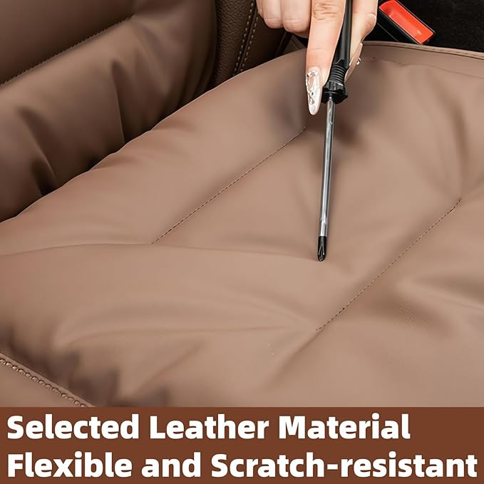 Car Seat Cushion, 2025 New Skin-Friendly Leather Seat Cushions, Breathable Dirt-Repellent Memory Foam Pad for Most Auto & Office Chairs (White)