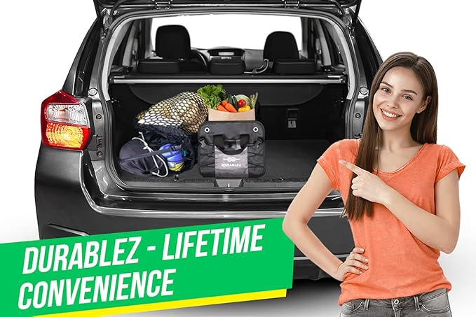 DURABLEZ Modular 5-Section Trunk Organizer XL – Car Storage for Groceries, Tools, Sports Gear, Emergency Kits – Extra Large Multi-Module Cargo Box, Foldable, Detachable, Heavy Duty Design – Gray