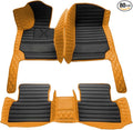 TREGOO All Weather Car Mats Custom Fit Non Slip Floor Mats for 1998-2025 Cars Personalized Leather Protection Pads Suitable for Men Women (Edge Orange Black Horizontal Bar)