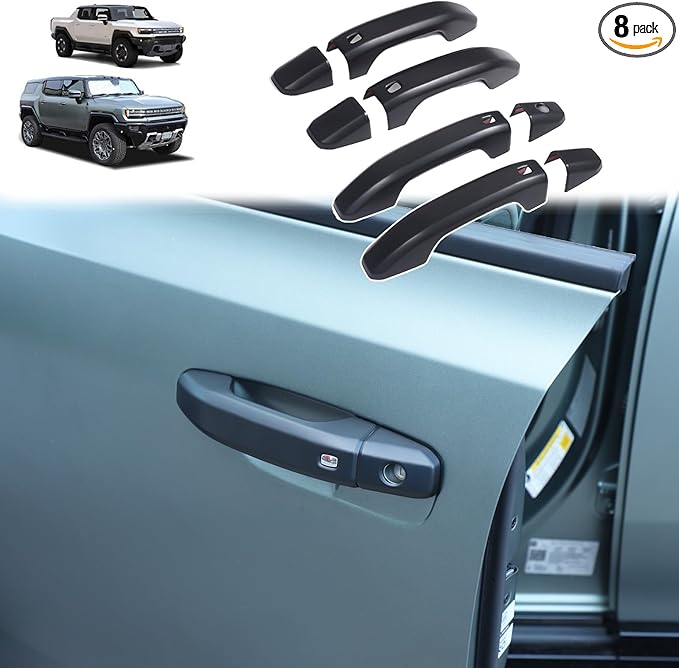 for Hummer EV Accessories Exterior Door Handle Cover,ABS Car Door Handle Protectors Cap Compatible with Hummer EV SUV Pickup SUT 2024 2025+ 8PCS (Matte Black)