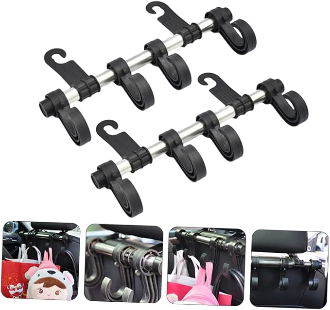 Vaguelly 2pcs Car Headrest Hook Backseat Storage Hanger for Handbags Coats Umbrellas and Material for Vehicle Organization
