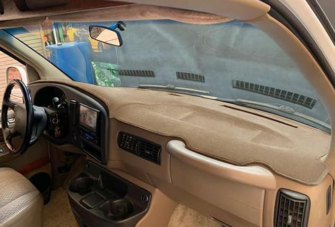 Dash Cover Mat Custom Fit for Chevy Chevrolet Express/GMC Savana Van Dashboard Pad Cap Carpet Protector K200 (Beige)