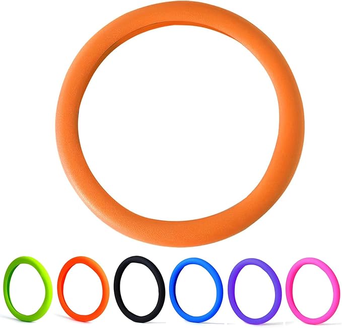30% Thicker Universal Stretchy Silicone Steering Wheel Cover for 14” 15” 16” Wheels - Anti-Slip Grip & Enhanced Control for Men & Women, All Weather Protection (Orange)