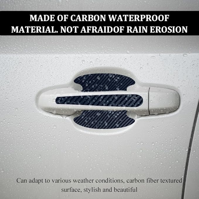 8PCS Car Door Handle Scratch Protectors, Car Door Handle Sticker, Carbon Fiber Anti-Scratches Auto Bowl Protectors, Waterproof Cup Paint Guard Protective Films for Most Vehicles (Blue 8PCS)