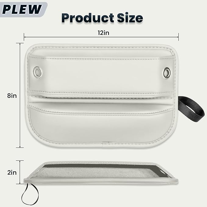 PLEW 2-Packs Car Seat Gap Filler, Premium Leather Console Organizer Universal Fit for Car SUV Truck Multi-Purpose Essentials Organizer - Anti-Drop Auto Interior Accessories（Macchiato Beige