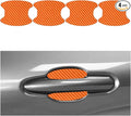 Car Door Handle Cup Protector, 4PCS Carbon Fiber Anti-Scratch Vehicle Door Handle Bowl Sticker, Self-Adhesive Automotive Paint Protective Film, Universal for SUV RV Truck (Orange)