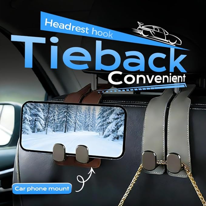 2026 Car Headrest Storage Hooks - Universal Backseat Hanger Organizer for Handbags & Grocery Bags (4, Brown)