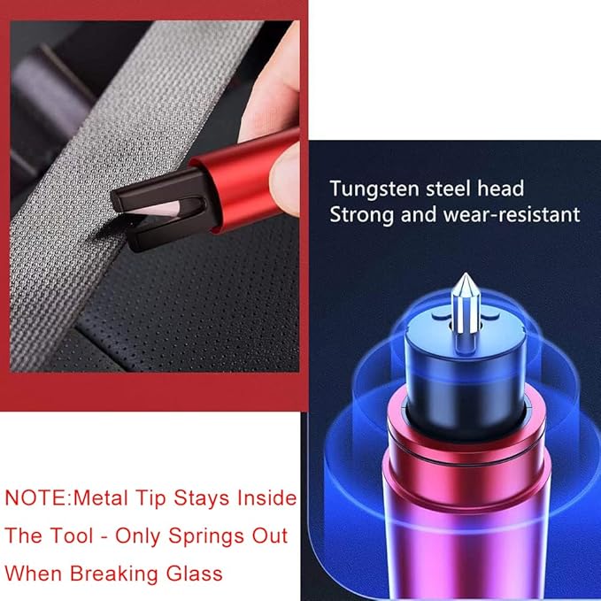 HHXS Car Glass Breaker and Seatbelt Cutter 4 Pack,Car Window Breaker Tool,Life Hammer Car Safety Hammer Escape Hammer with Tempered Glass Sample Universal Safe Hammer Emergency Hammer for Car(Red)