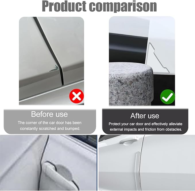 8Pcs Transparent Car Door Edge Protection Device Transparent Door Handle Protector Waterproof and Scratch Resistant Paint Protection Pad Suitable for Most Car (Car Door Protector)