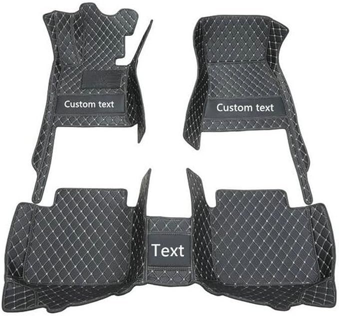 Custom Leather Car Mats, Vehicle-Specific Fit All-Weather Floor Mats, 100% Waterproof Anti-Slip Durable Protection for SUV Truck Sedan, Precision Tailored Protection (Side White Medium Black)