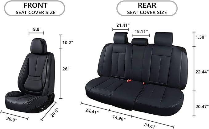 truckerset Car Seat Covers, Leather Seat Covers for Cars Full Set, Waterproof and Breathable Suitable for Most SUV/Truck/Sedan/Automotive 5 Pack (Black)
