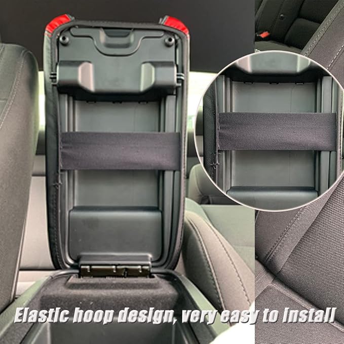 BOYUER Center Console Cover Armrest Leather Pad Cover Compatible with Dodge Charger 2011-2023/Chrysler 300 2015-2023（Carbon Fiber）