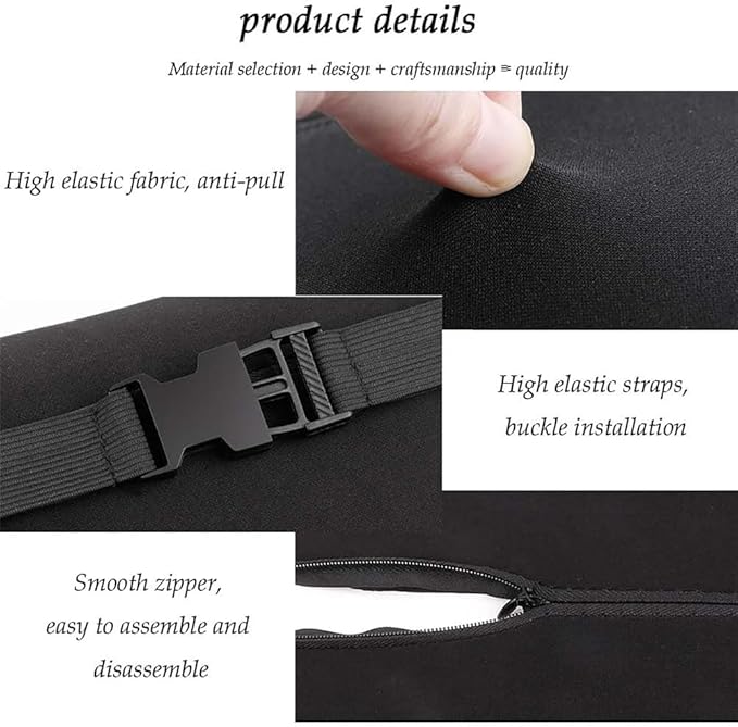 Car Seat Headrest Lumbar Support Kit for Tesla Model 3 2019-2023, Ergonomic Memory Foam Head Neck Pillow Back Cushion Drivers Travel Anti Fatigue,A/Black