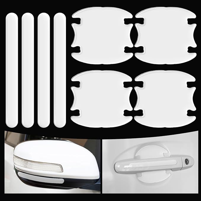 8pcs Transparent Car Door Handle Scratch Protectors, Rearview Bumper Trim Guard Stickers Protection Pads for Most Car Trucks SUVs Handles