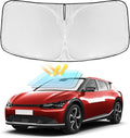 for Kia EV6 2022-2025 2026 Windshield Sun Shade - 4 Layers Car Sunshades for Front Windows Shade Cover Custom Fit EV6 Sun Visor 240T Retractable Shade Blocks UV Rays Car Accessories