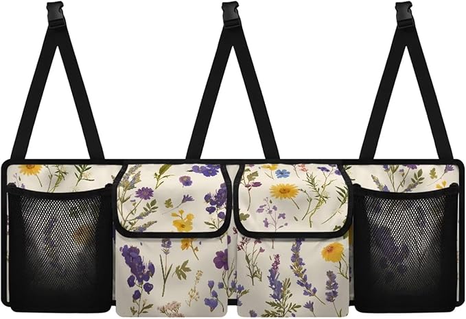 Trunk Organizer for Suv Car Trunk Organizers for Women Floral Leaf Car Storage Organizer, Space-Saving Car Backseat Organizers Easy to Install Car Basket Organizer