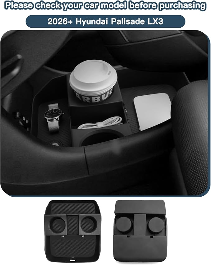 Ruiya 2026 Palisade Lower Console Organizer for 2026 Hyundai Palisade Accessories ABS Material with Cup Holder Console Organizer Compatible with 2026 Hyundai Palisade Calligraphy/Limited/XRT Pro/SEL