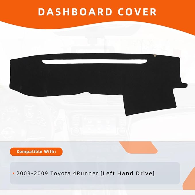 KEYOOG Dashboard Cover Dash Mat Fit for to-yota 4Runner 2009-2003 (for Left Hand Drive),Car Dash Board Mat Anti-Glare Carpet,Non-Slip Pad Sunshield Protector (Black)