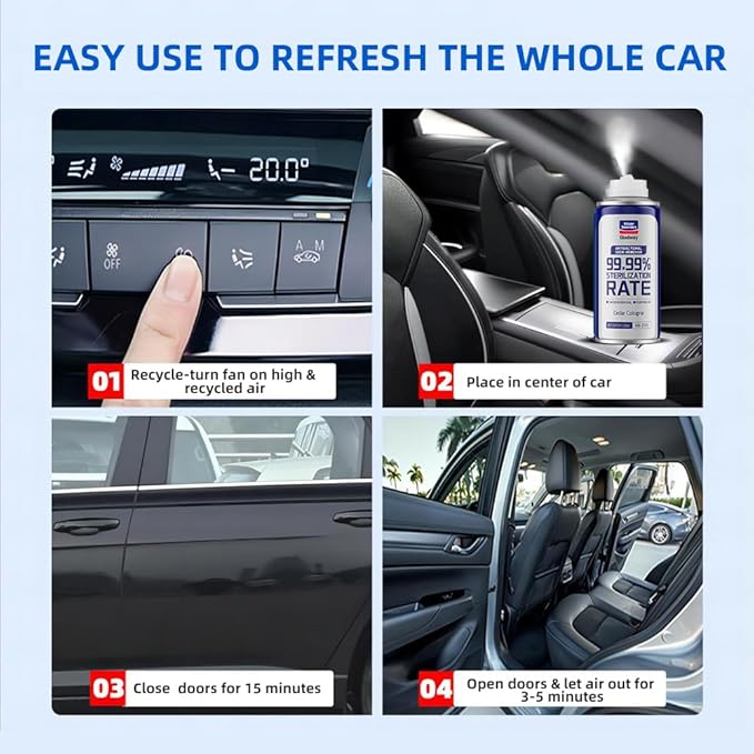 Glodway Car Air Freshener Spray,Deodorizer Odor Eliminator Remover Fogger,Long Lasting Cedar Cologne Scent,6 Ounce(Pack of 3)