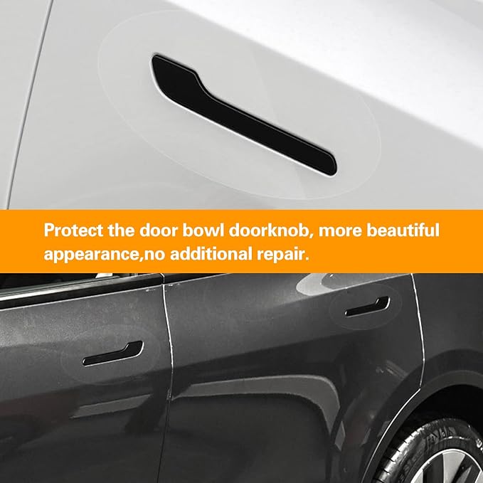 4 PCS Car Door Handle Sticker, Waterproof Protective Films, Vehicle Handle Decoration, Anti Scratch Self-Adhesive Handle Cover, Auto Repair Parts, Compatible with Tesla Model 3/Y (Transparent)