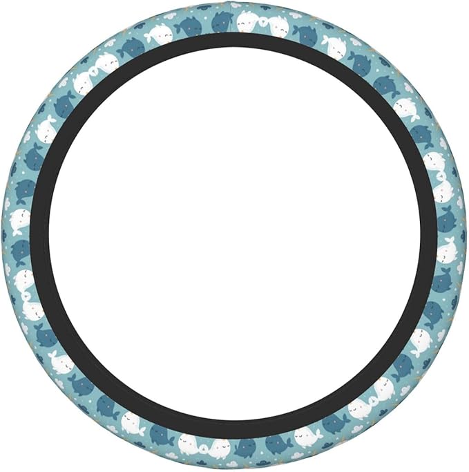 Cute Narwhal Pattern Car Steering Wheel Cover, 15 Inch Steering Wheel Cover Stylish Decor for Most Cars