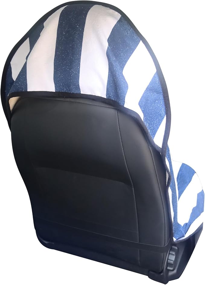 LoyaGour Car Seat Cover Protector Front Seats,for Gym Workout,Running,Swimming,Beach and Hiking,Waterproof Sweat Towel Bucket Seat Covers for Cars SUV Trucks (Blue Stripe, 2Pcs)