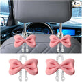 Car Seat Headrest Hook, 2PCS Elegant Bow Pearl Cute Vehicle Back Seat Hanger Hook, Automotive Headrest Storage Organizer for Handbag Purse Coat, Universal for SUV RV Truck (Pink)