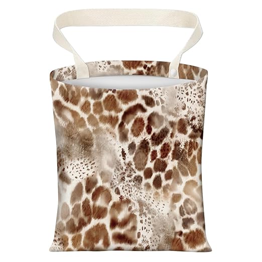 AXZOPDE Cute Car Trash Can, Hanging Canvas Car Back Seat Organizer and Storage Bag, Funny Car Trash Bag For Travelling, Outdoor Cute Brown Leopard Pattern