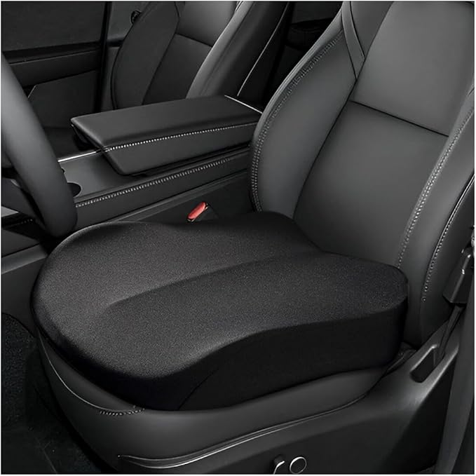 Car Seat Cushion, Comfort Ergonomic Memory Foam Seat Cushion for Tailbone Back Pain Relief, Breathable Car Cushion Suitable for Short People Driver to Get Better View (Black)